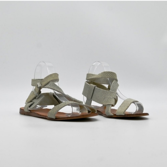 SURFACE TO AIR Python Embossed Ankle Wrap Flat Sandal Size 40 EU or US 10 - Picture 2 of 8